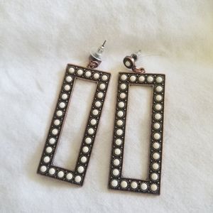 Rectangle studs- Faux white buffalo turquoise Western style.